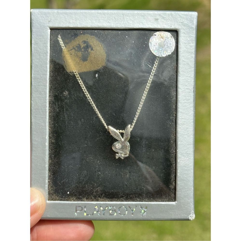 364. Vintage Silver Playboy bunny silver eye pendant necklace NIB - Picture 3 of 6